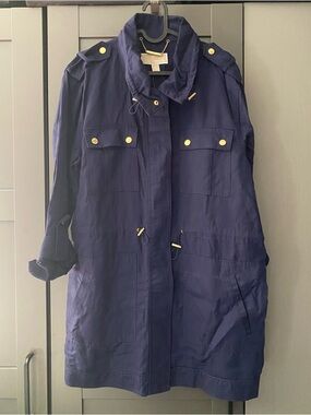 MICHAEL Michael Kors Navy Utility Jacket with Gold Hardware